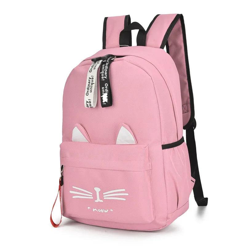 Cartoon Cat Ears Backpack Girl Schoolbag for Teenage Women Back Pack Nylon