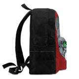 Grey Cat Face Doodle Line Art Green Eyes Laptop School Bag