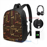 Belgian Malinois Dog Word Art USB Backpack School Travel Laptop Bag