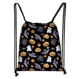 Halloween Pumpkin Spider Ghost Bat Drawstring Bag