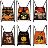 Halloween Pumpkin Spider Ghost Bat Drawstring Bag