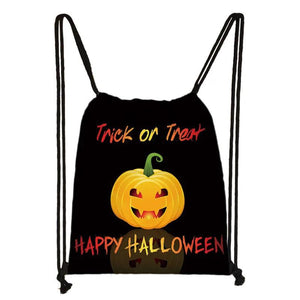 Halloween Pumpkin Spider Ghost Bat Drawstring Bag