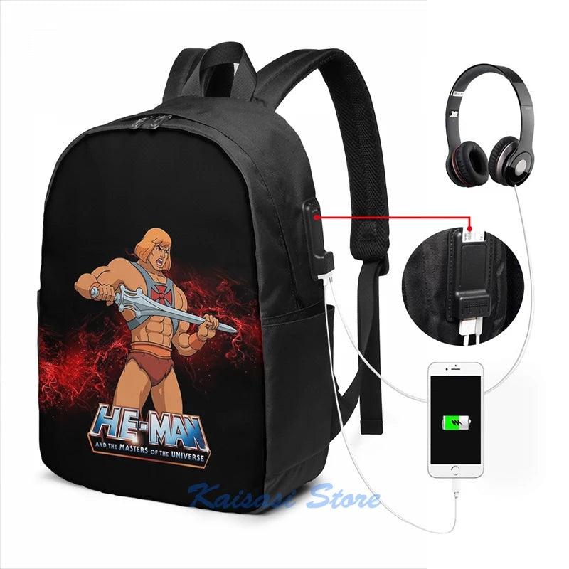 He Man Masters of the Universe USB Charge Backpack School Bag