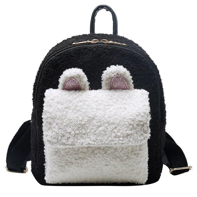 Teddy Wool Backpack Rabbit Ear Wool Women's Bag Personalized Embroidered