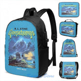 Funny Ghost Beach Goosebumps USB Charge Backpack Travel Laptop Bag