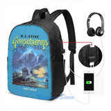 Funny Ghost Beach Goosebumps USB Charge Backpack Travel Laptop Bag