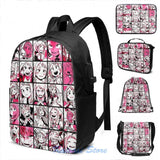 Uraraka Ochako Collage USB Charge Backpack for School Travel
