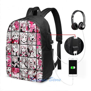 Uraraka Ochako Collage USB Charge Backpack for School Travel
