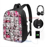 Uraraka Ochako Collage USB Charge Backpack for School Travel