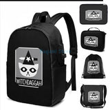 Funny Graphic Print NITW - Witch USB Charge Backpack Men Women Travel Laptop Bag