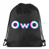 Funny OwO Anime Meme USB Charge Backpack - Vaporwave Graphic Print