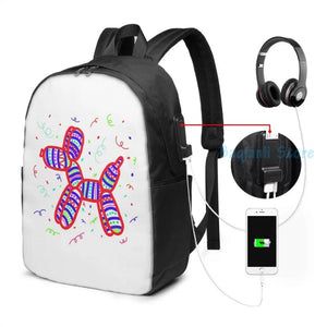 Funny Graphic print Party Balloon Dog 2 USB Charge Backpack School bags