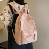 Waterproof Solid Backpack Women Nylon School Bags for Teenager Girls