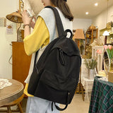 Waterproof Solid Backpack Women Nylon School Bags for Teenager Girls