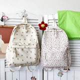 Floral Printed Backpack for Women Travel Flower Large Capacity Nylon Knapsack