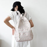 Floral Printed Backpack for Women Travel Flower Large Capacity Nylon Knapsack