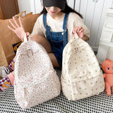 Floral Printed Backpack for Women Travel Flower Large Capacity Nylon Knapsack