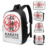 Shotokan Karate Symbol And Kanji USB Charge Backpack School Travel Bag