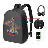 Funny Graphic T-Man USB Charge Backpack School Travel Laptop Bag