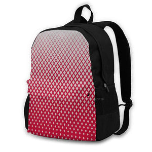 Geometric Gradient Diamond Pattern Red Backpack