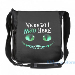 Cheshire Alice Cat Mad Here USB Charge Backpack School Travel bag