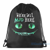 Cheshire Alice Cat Mad Here USB Charge Backpack School Travel bag