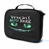 Cheshire Alice Cat Mad Here USB Charge Backpack School Travel bag