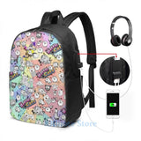 Funny Graphic print Battle Cats USB Charge Backpack Men Women Travel Laptop Bag