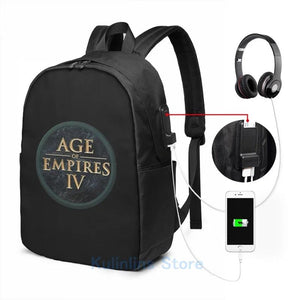 AOE IV USB Charge Backpack School Travel Laptop Bag