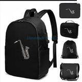 Saxophone Woodwind Aerophone Musicians Gift USB Charge Backpack