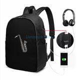 Saxophone Woodwind Aerophone Musicians Gift USB Charge Backpack