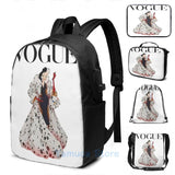 Graphic Print Cruella USB Charge Backpack Men Women Bag Travel Laptop Bag