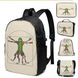 Funny Renaissance Pickle Rick USB Charge Backpack