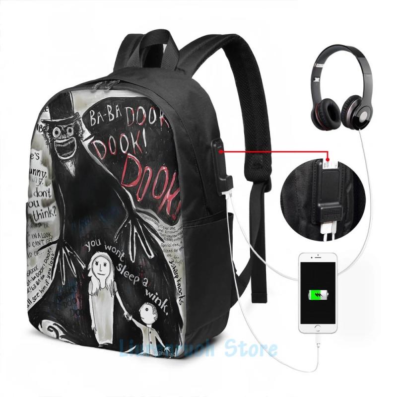 Funny Graphic The Babadook USB Charge Backpack Men Women Travel Laptop Bag