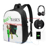 Funny Baldis Basics USB Charge Backpack School Travel Bag