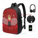 Funny Angel Tord USB Charge Backpack Men Women School Travel Laptop Bag