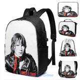 Graphic Print Renaud USB Charge Backpack Men Women Travel Laptop Bag