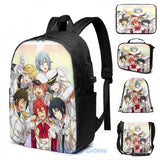 Idolish7 USB Charge Backpack for School Travel Laptop Bag