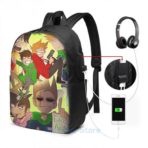 Funny Eddsworld Reverse!Au USB Charge Backpack Men Women Travel Laptop Bag