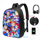 Happy Party Train Aqours USB Charge Backpack School Bag