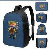 Incredible Thriller USB Charge Backpack Men Women School Travel Laptop Bag