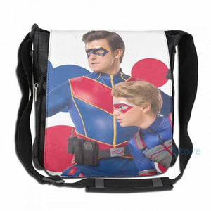 Funny Graphic Bubbles Captain Man and Kid Danger USB Charge Backpack