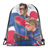 Funny Graphic Bubbles Captain Man and Kid Danger USB Charge Backpack