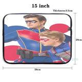 Funny Graphic Bubbles Captain Man and Kid Danger USB Charge Backpack