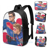 Funny Graphic Bubbles Captain Man and Kid Danger USB Charge Backpack