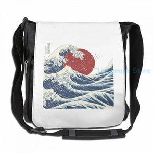 Funny Graphic print Great Wave USB Charge Backpack School bags Travel laptop bag