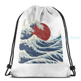 Funny Graphic print Great Wave USB Charge Backpack School bags Travel laptop bag