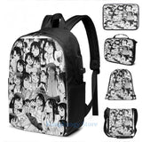Nagatoro Graphic Print USB Charge Backpack School Travel Laptop Bag