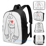 Funny Graphic print Battle Cats Lil Jamiera Cat USB Charge Backpack School bags