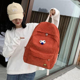 Corduroy High School Backpack for Teen Girls Travel Bag